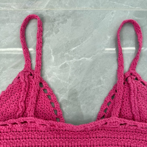 Women’s American Eagle Crochet Tie Front Cami Crop Tank Top Boho Festival XS - Picture 9 of 16